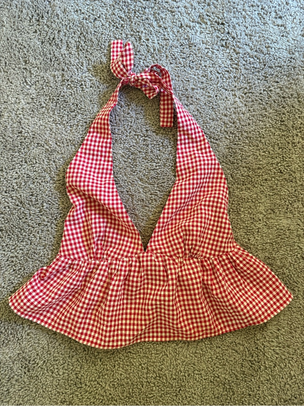 Beginning Boutique Opolo Red Gingham Crop Top